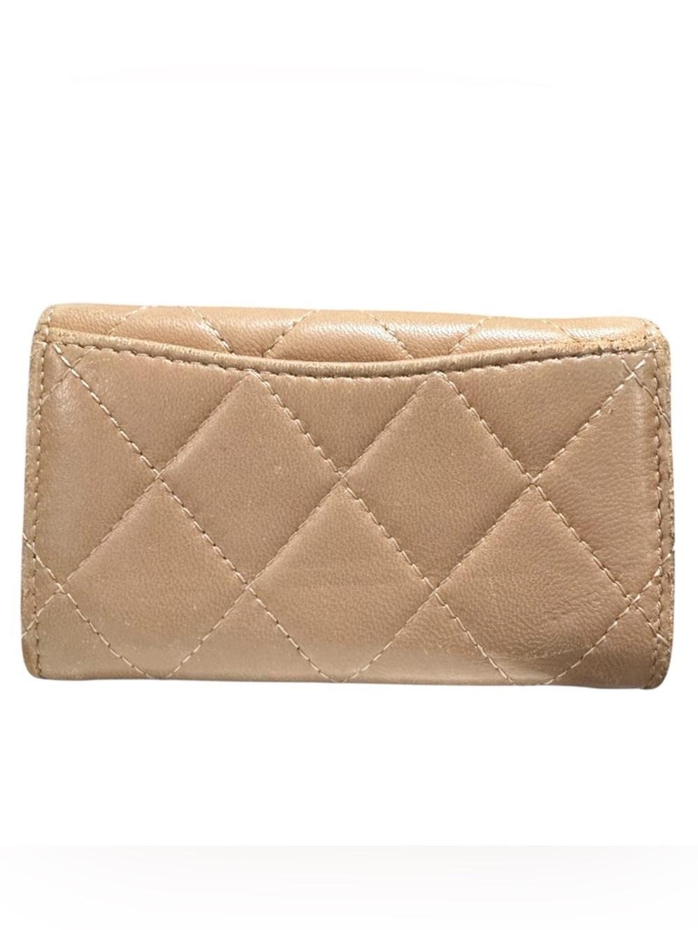 Chanel Tan Quilted Lambskin Leather Flap Card & Key Holder with Box & COA - Picture 4 of 14